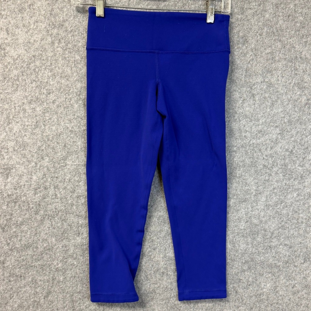 Lululemon Reversible Crop Leggings Royal Blue Black Size 4 Yoga Gym AthleticREAD
